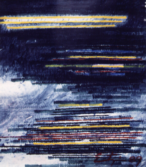 Tinta china sobre papel de arroz 160 x 100 cm. Realizado en Hong Kong 1989
Chinese ink on rice paper 160 x 100 cm. Painted in Hong Kong 1989
Encre Chinoise sur papier de riz 160 x 100 cm. Faite a Hong Kong 1989